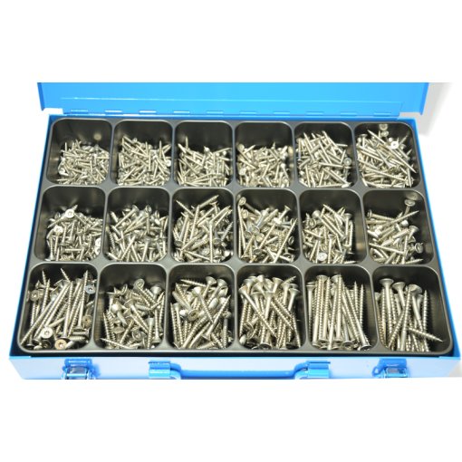 1800 tlg. Torx Spanplattenschrauben Schraubensortiment 3,0x16 bis 5,0x80 im  Koffer + Bits 