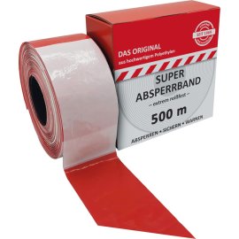 Absperrband Folie rot/weiß 500m, im Karton