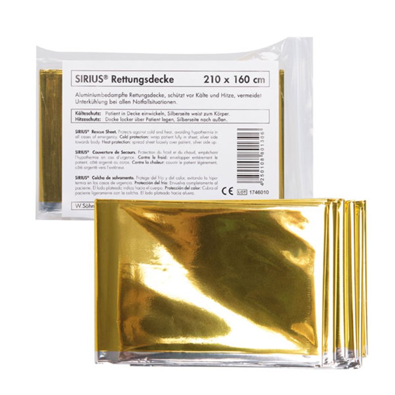 Rettungsdecke Gold/Silber, 210x160cm