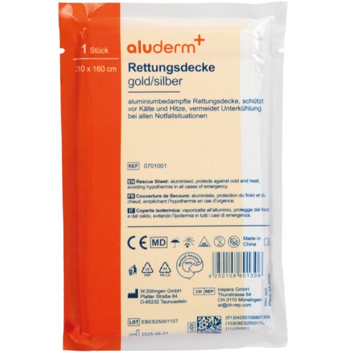 Rettungsdecke aluderm 210 x 160 cm