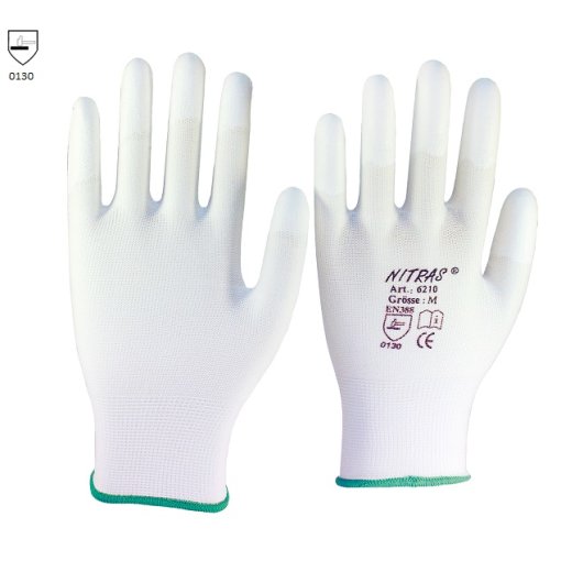 1 Paar Nylonhandschuhe -Fingerkuppen beschichtet-  NITRAS® 6210 Größe 8 (L)
