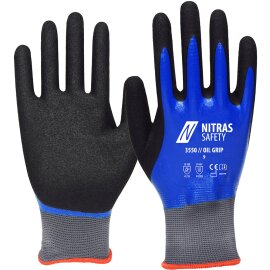 72 Paar Nylonhandschuhe NITRAS Oil Grip 3550 Größe 10