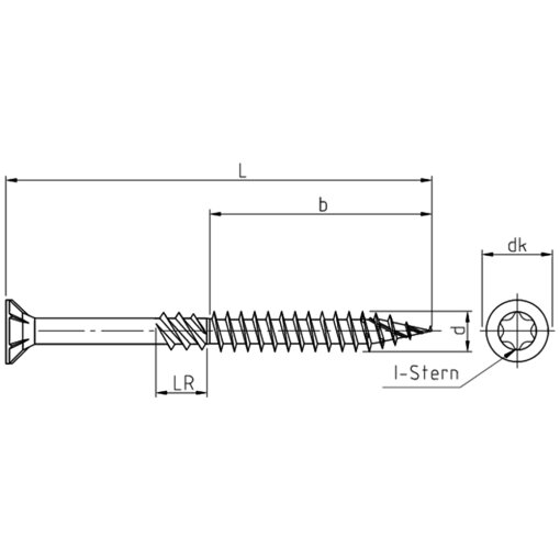 Holzbauschrauben mit Senkkopf TORX Stardrive GPR TX40 ø 8x80 bis ø 8 x 400 mm 