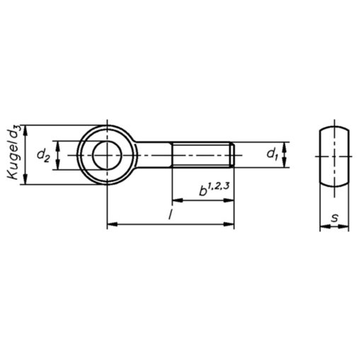 1 Stück Augenschraube DIN 444 Form B Edelstahl A2 M10X120 