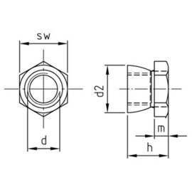 100 Stück Abreissmuttern mit Abreissmoment 13-25 Nm A2 M8