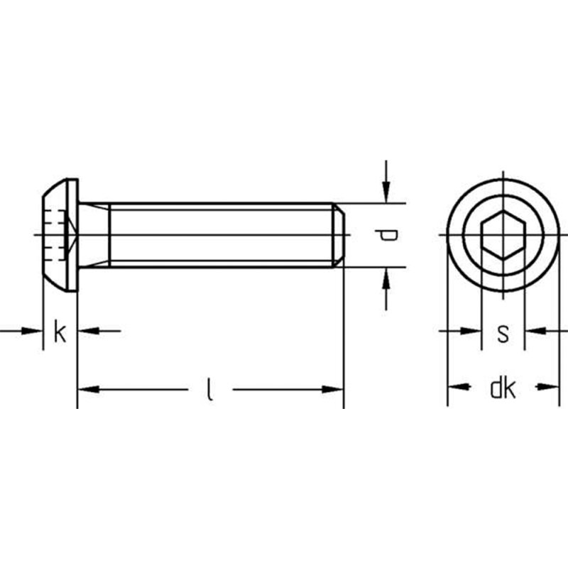 VPE: 4 Stück Linsenkopfschrauben Flachkopfschrauben M8 x 45 mm mit Innensechskant ISO 7380-1 aus Edelstahl A2 V2A D2D