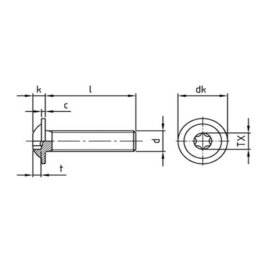 Linsenflanschschrauben ISO 7380-2 A2 Torx