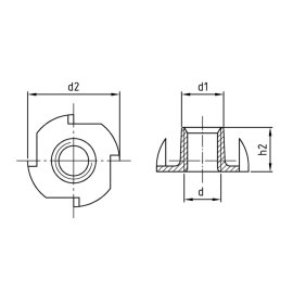 100 Stück Einschlagmuttern Edelstahl M5x8