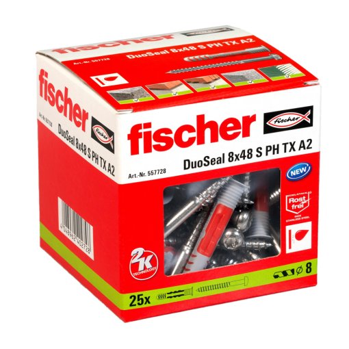 25 Stück Fischer DuoSeal Kunststoffdübel 8x48 S PH TX A2