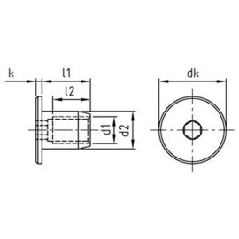 50 Stück Hülsenmutter Flachkopf Edelstahl M 12 x 18 mm