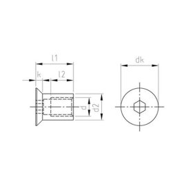 50 Stück Hülsenmuttern Senkkopf Edelstahl A1 M 12 x 20 mm