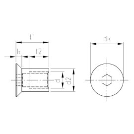 100 Stück Hülsenmuttern Senkkopf Edelstahl A1 M 8 x 16 mm
