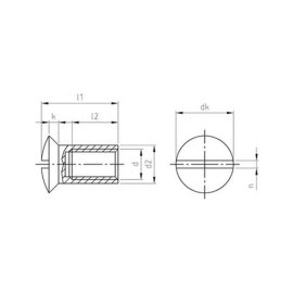 100 Stück Hülsenmuttern Linsensenkkopf Edelstahl M 4 x 12 mm