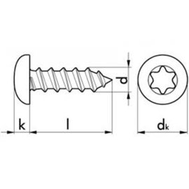 200 Stück Linsenblechschrauben ISO 14585 A2 Torx 6,3 x 32