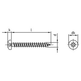 500 Stück Spanplattenschrauben A2 Pan Head PZ 4,5 x 25