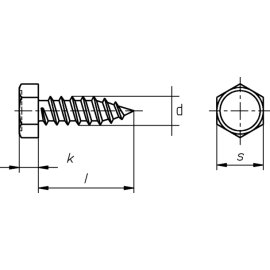 Sechskant-Blechschrauben DIN 7976 galv. verzinkt