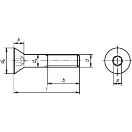 100 Stück Senkschrauben mit Innensechskant ISO 10642 8.8 blank M8 x 90