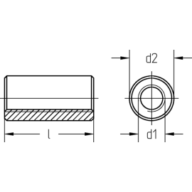 25 Stück Verbindungsmuttern rund galv. verzinkt M16 x 50