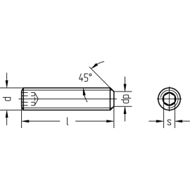 100 Stück Gewindestifte DIN 913 blank M8 x 16