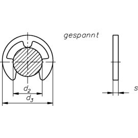 1000 Stück Sicherungsscheiben für Wellen DIN 6799 blank 2,3 mm