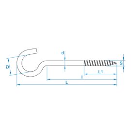 100 Stück Gebogener Schraubhaken mit Holzgewinde galv. verzinkt 40 mm