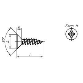 1000 Stück Blechschrauben DIN 7982 Edelstahl A2 mit Kreuzschlitz 3,9 x 13 mm