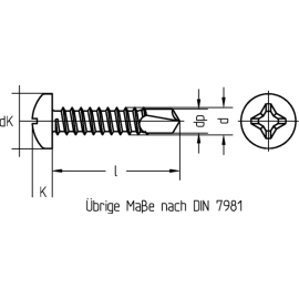 250 Stück Bohrschrauben DIN 7504-M galv. verzinkt 6,3 x 50