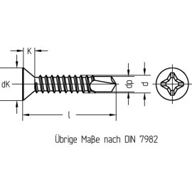 250 Stück Bohrschrauben DIN 7504-O galv. verzinkt 6,3 x 80