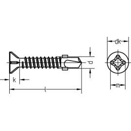 250 Stück Bohrschrauben mit Flügeln und Rippen DIN 7504-O 6,3 x 65