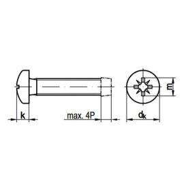 1000 Stück Gewindefurchende Schrauben DIN 7500 Form C galv. verzinkt M3 x 8