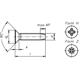 1000 Stück Gewindefurchende Schrauben DIN 7500 Form M galv. verzinkt M5 x 16