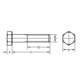 1 Stück Sechskantschrauben DIN 931 8.8 galv. verzinkt M16 x 300
