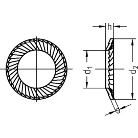 100 St&uuml;ck Sicherungsscheiben Form S mech. verzinkt 10 mm