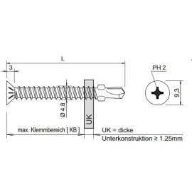 Flügelbohrschrauben E-VS BOHR 3 FLT Bohrleistung...