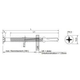 Flügelbohrschrauben E-VS BOHR 5 FLT Bohrleistung 12.5 mm  