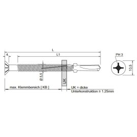 100 Stück Flügelbohrschrauben E-VS BOHR 5 FLT 5.5 x 109 mm