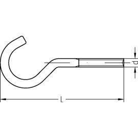 25 Stk. Gebogene Schraubhaken mit metrischem Gewinde M6 x 50