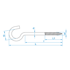 100 Stück Gebogener Schraubhaken mit Holzgewinde galv. verzinkt 25 mm