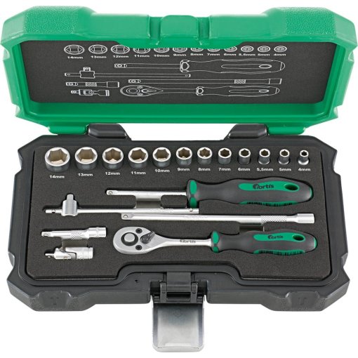 Steckschlüssel-Garnitur 1/4" 18 teilig FORTIS