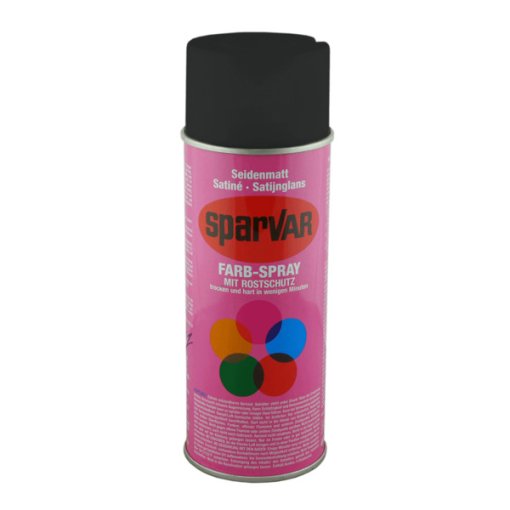 Sparvar Farb-Spray mit Rostschutz 400ml seidenmatt RAL 9005 - Tiefschwarz