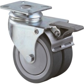 Doppellenkrolle 50mm B120 Platte,Gummirad,KL,Fest....