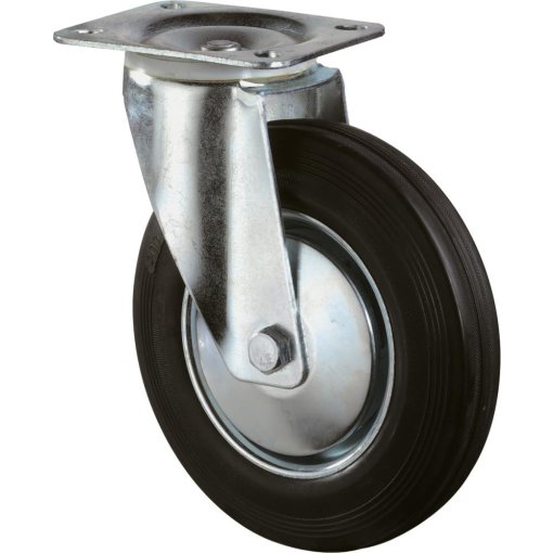 Lenkrolle 160mm Platte,Gummi schw.,RL L400.B55.161