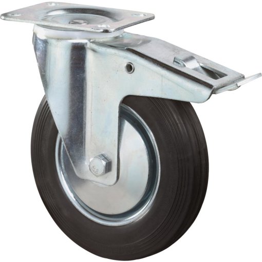 Lenkrolle 160mm Platte,Gummi schw.RL,Fest L420.B55.161