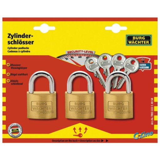 Messing-Hangschloss-Set 222/40/SB/Tio gleichschließend