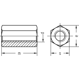 Langmutter DIN 6334 verzinkt M14 x 42