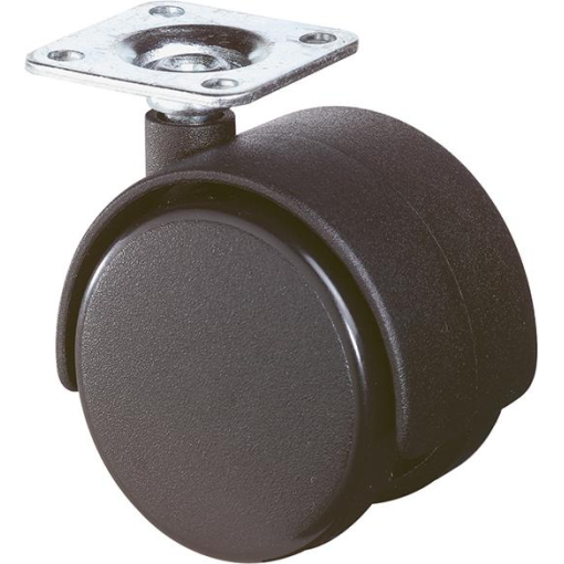 Kunststoff-Doppelrolle mit Platte 40mm ohne Feststeller