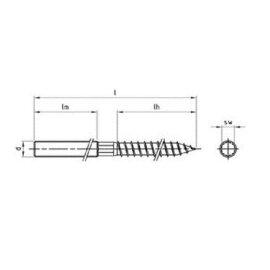 1 Stk. Stockschraube Edelstahl A2 M12x250