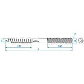 25 Stk. Stockschrauben  8 x 140 mm Torxantrieb, Schlüsselfläche