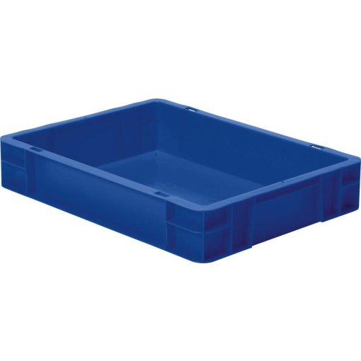 Transport-Stapelkasten 400x300x75 mm blau, geschlossen ohne Griffloch