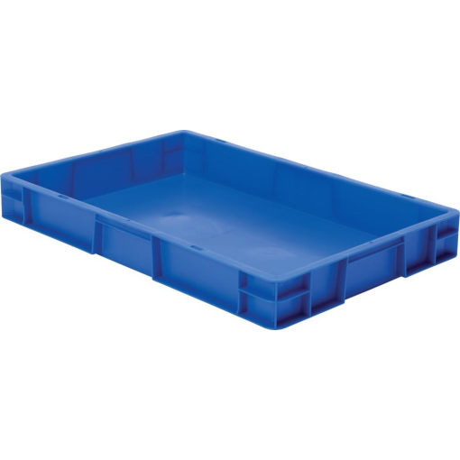 Transport-Stapelkasten 600x400x75 mm blau, geschlossen ohne Griffloch